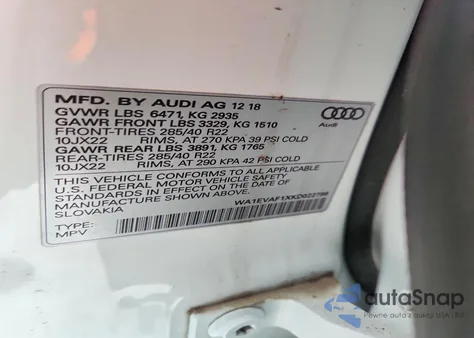 2019 Audi Q8 Premium Plus S-Line z USA, uszkodzony, nr VIN WA1EVAF1XKD022798